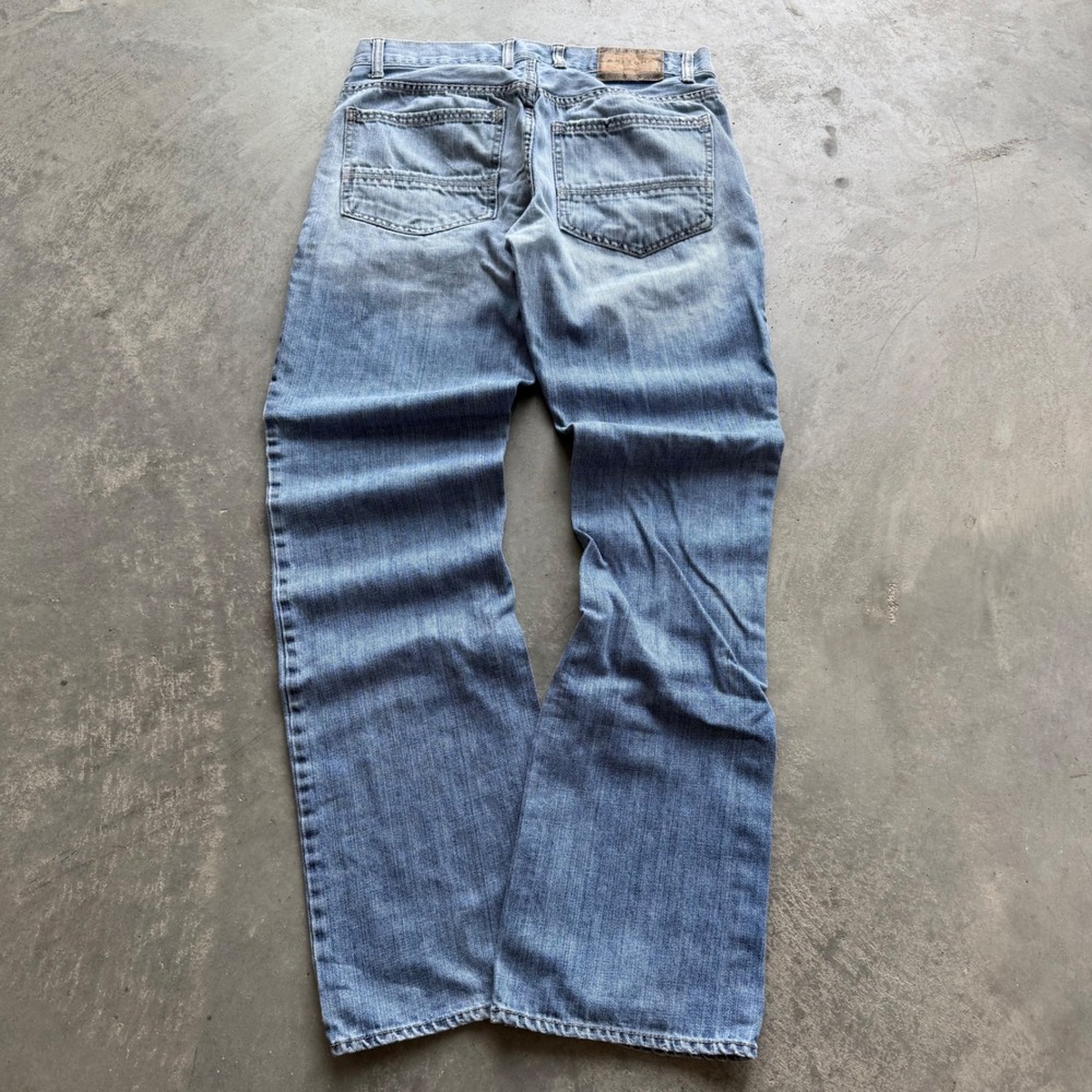 Arizona Jean Company Mens Slim Straight Light Wash Distressed Blue Jeans 32x34